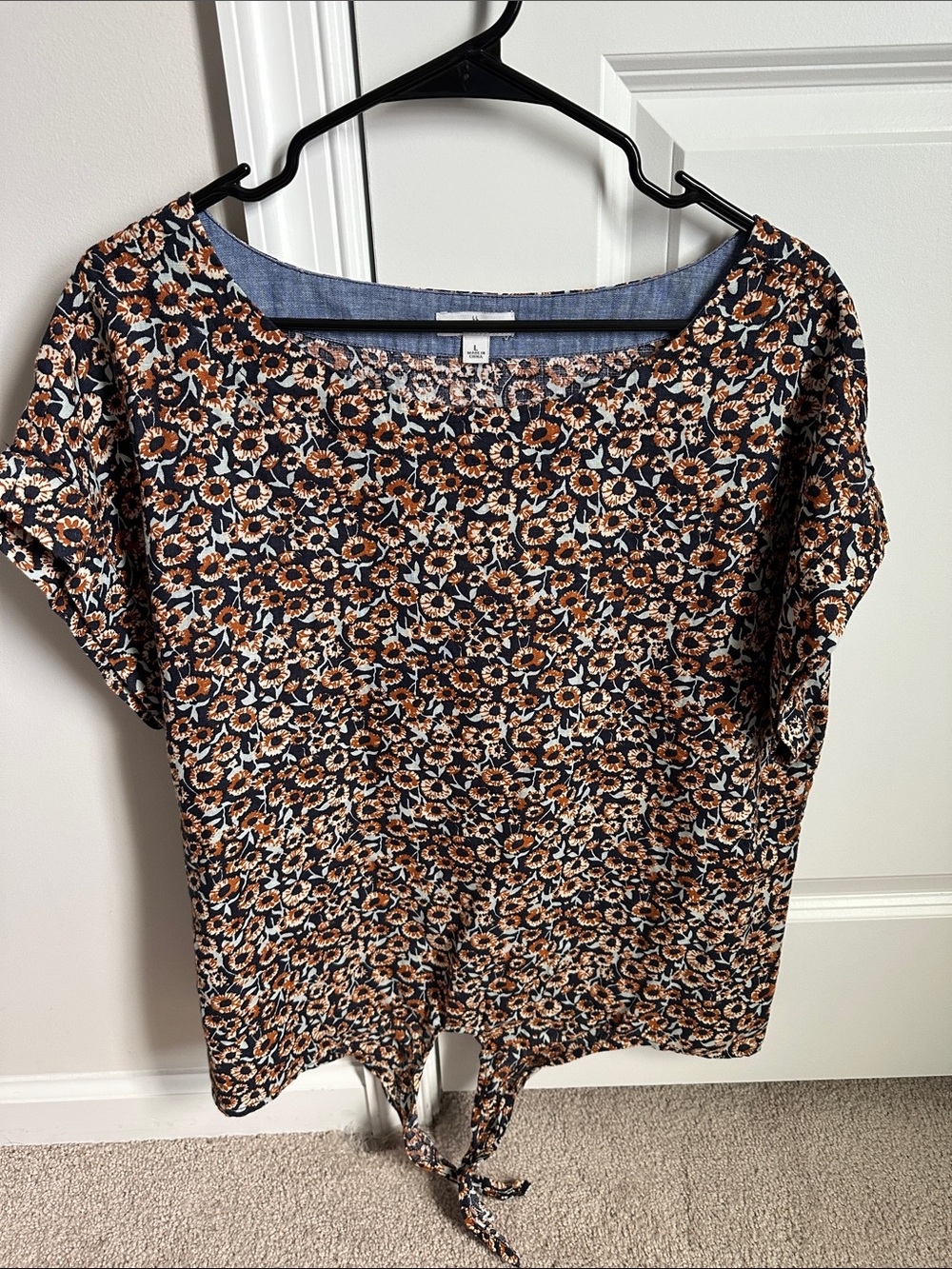 LLBean Signature sunflower Blouse with Tie-Front